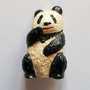 Vintage panda bear brooch pin handmade animal black white safari figural